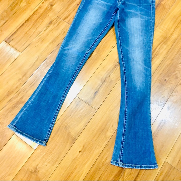 Seven 7 boot cut flare leg distressed style blue denim jeans small 28 wa… - Picture 5 of 11